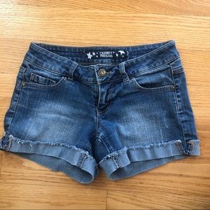 Blue cuffed jean shorts